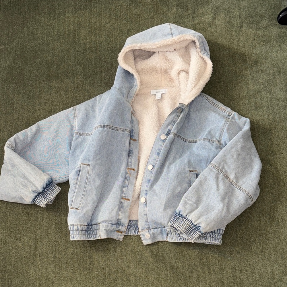 Denim Hooded Jacket with Cream Lining
